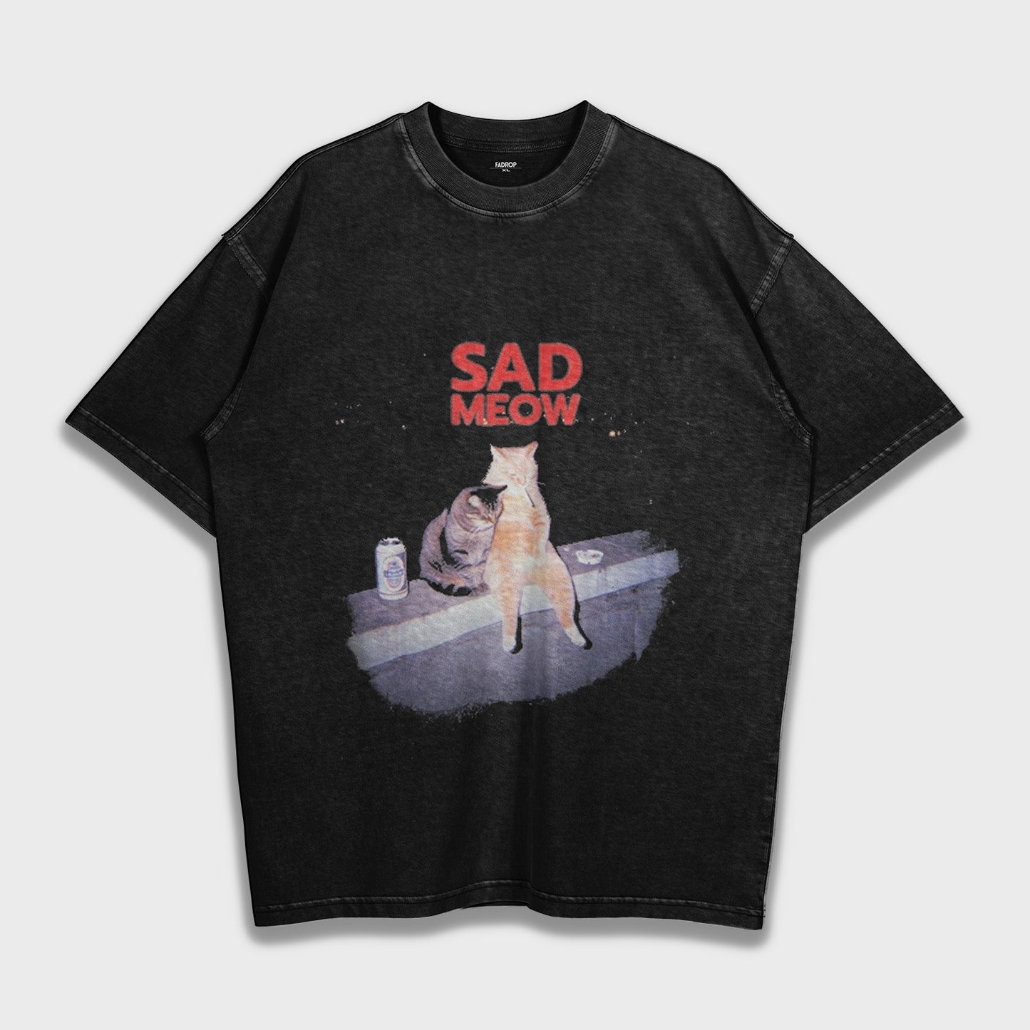 Sad Meow - Loose Heavy T-Shirt
