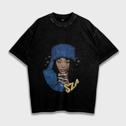 SZA - تي شيرت ثقيل فضفاض