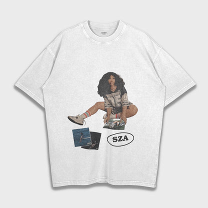 SZA - تي شيرت ثقيل فضفاض