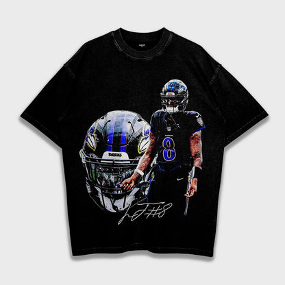 Lamar Jackson - تي شيرت ثقيل فضفاض