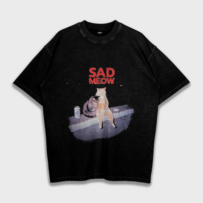 Sad Meow - Loose Heavy T-Shirt