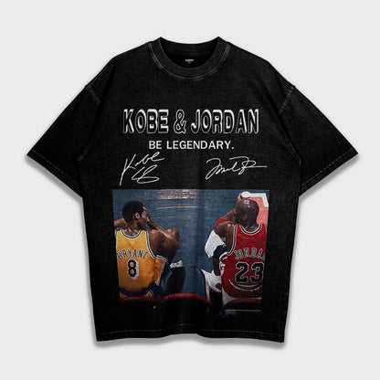 Kobe Bryant & Michael Jordan - تيشيرت ثقيل فضفاض