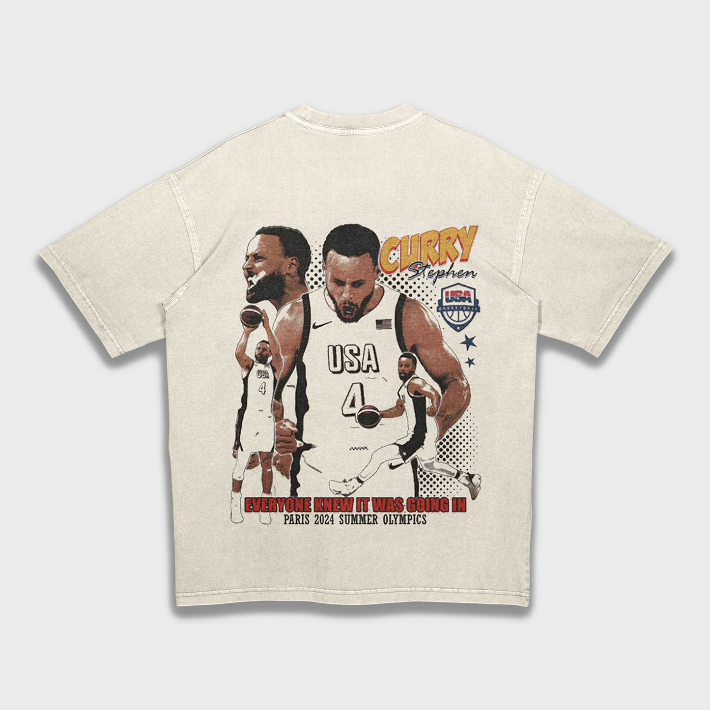 2024 Paris Olympics Stephen Curry - Loose Heavy T-Shirt