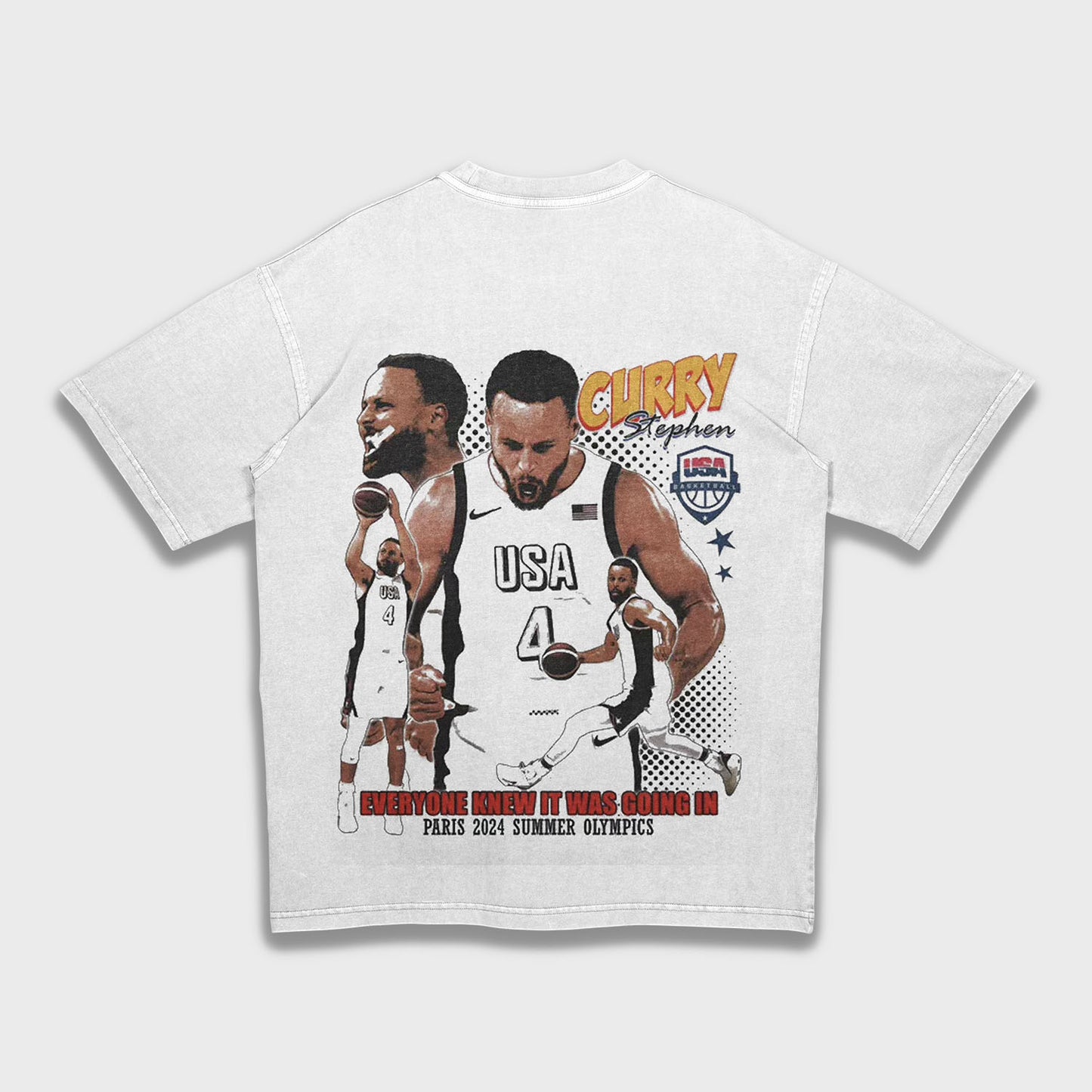 2024 Paris Olympics Stephen Curry - Loose Heavy T-Shirt