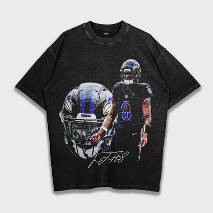 Lamar Jackson - تي شيرت ثقيل فضفاض