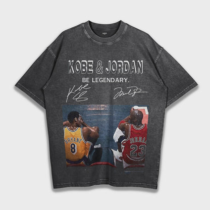 Kobe Bryant & Michael Jordan - تيشيرت ثقيل فضفاض
