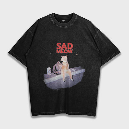 Sad Meow - Loose Heavy T-Shirt