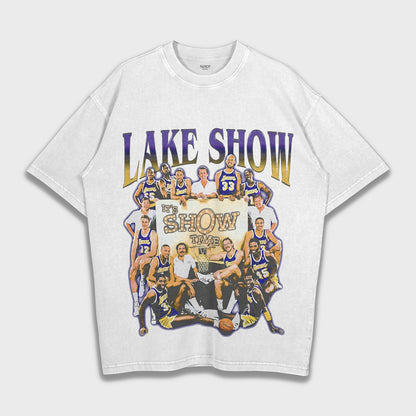 Los Angeles Lakers Vintage - تي شيرت ثقيل فضفاض