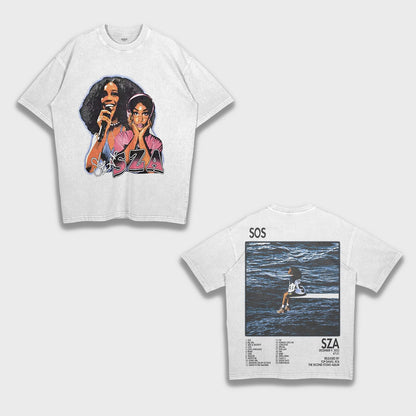 SZA - تي شيرت ثقيل فضفاض