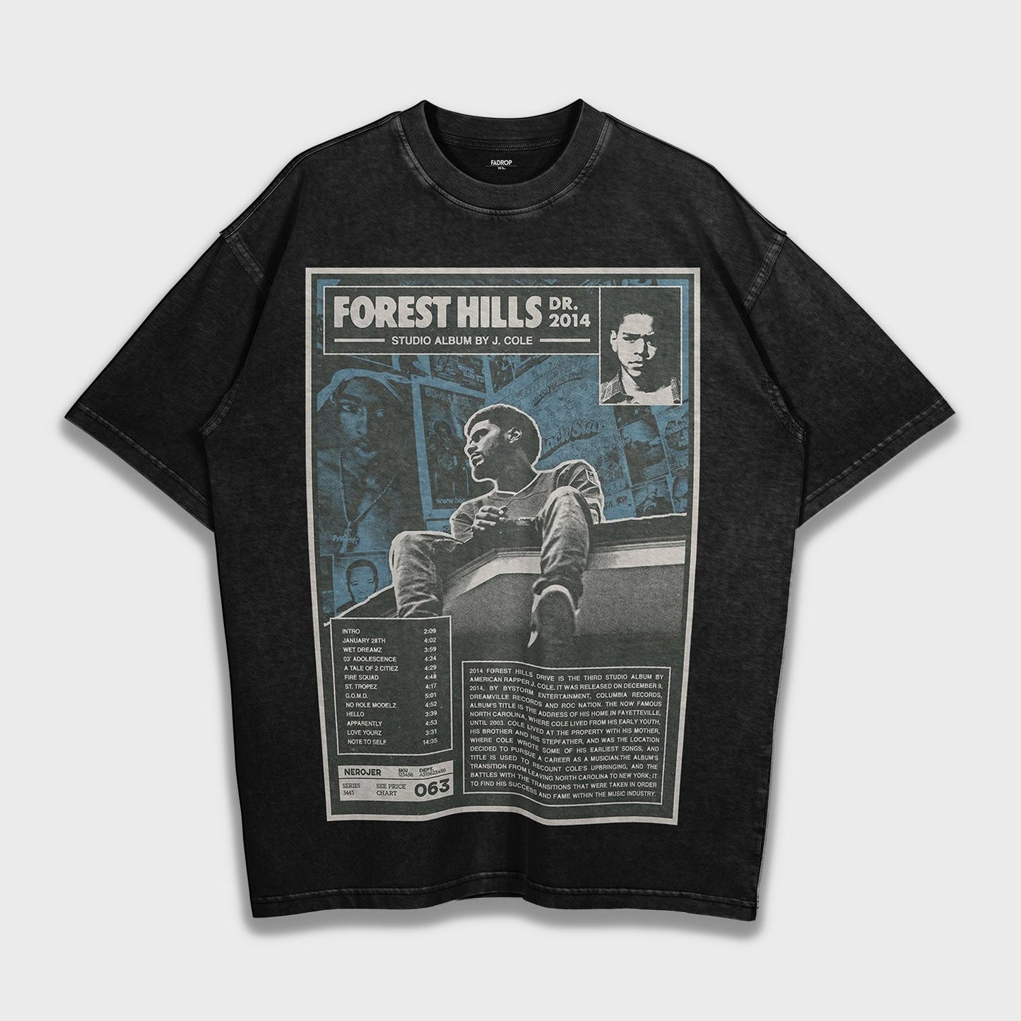 J Cole 2014 Forest Hills Drive - Loose Fit Heavyweight T-Shirt