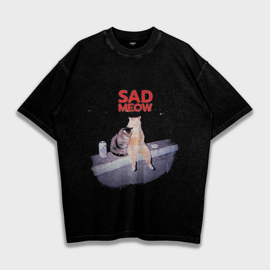 Sad Meow - Loose Fit Heavyweight T-Shirt