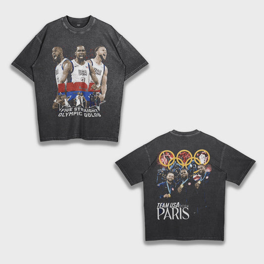 USA American Dream Team 2024 Paris Olympics - Loose Fit Heavyweight T-Shirt