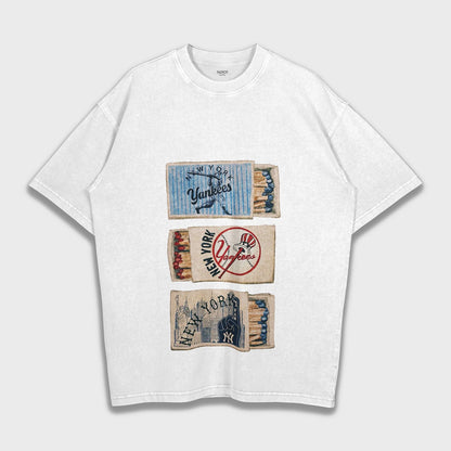 New York Yankees Matches Design - Loose Fit Heavyweight T-Shirt