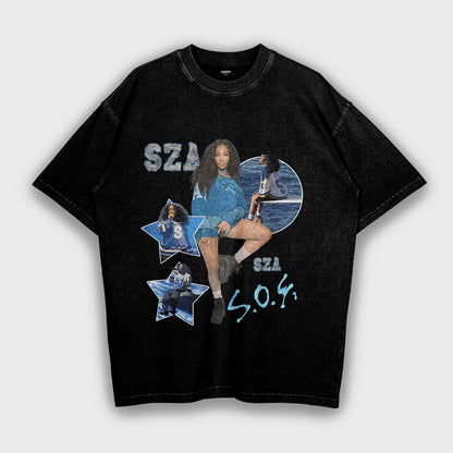 SZA - تي شيرت ثقيل فضفاض