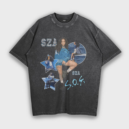 SZA - تي شيرت ثقيل فضفاض