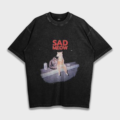 Sad Meow - Loose Fit Heavyweight T-Shirt